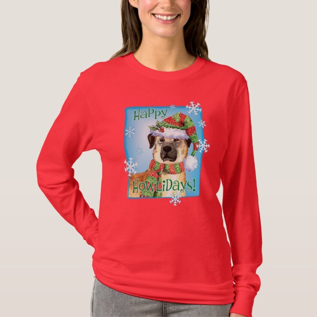 Feliz Howlidays Shepherd T-Shirt Anatólia (Frente)