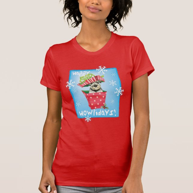 Feliz Howlidays Standard Schnauzer T-Shirt (Frente)