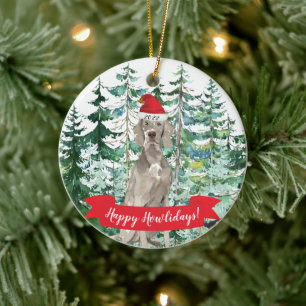 Feliz Howlidays Weimaraner Enfeites de natal