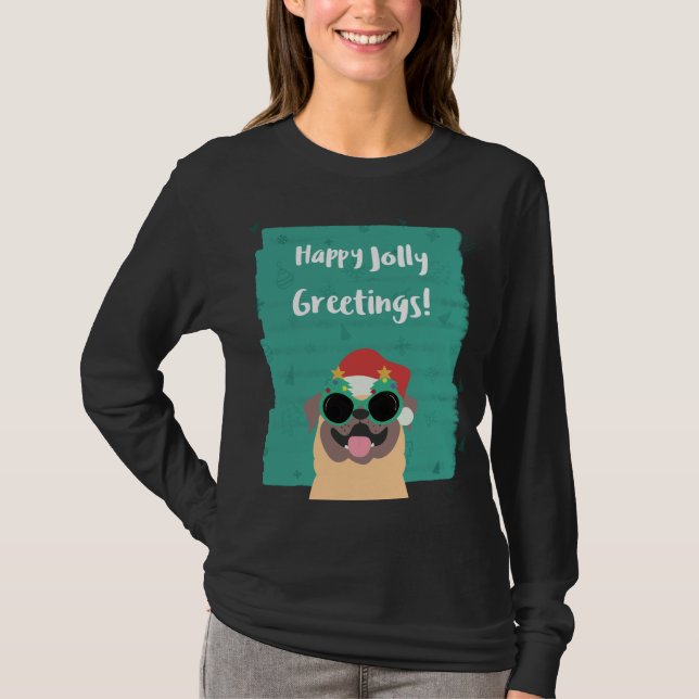 Feliz Jolly saúda camiseta de Natal (Frente)