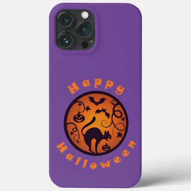 Feliz lanterna do Halloween aranhas e morcegos neg (Verso)