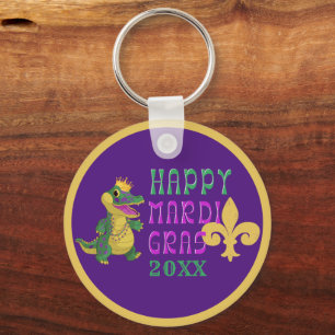 Feliz Mardi Gras Gator King Chaveiro