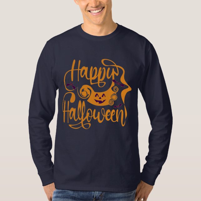 Feliz morcegos de Halloween ou camiseta lanterna (Frente)