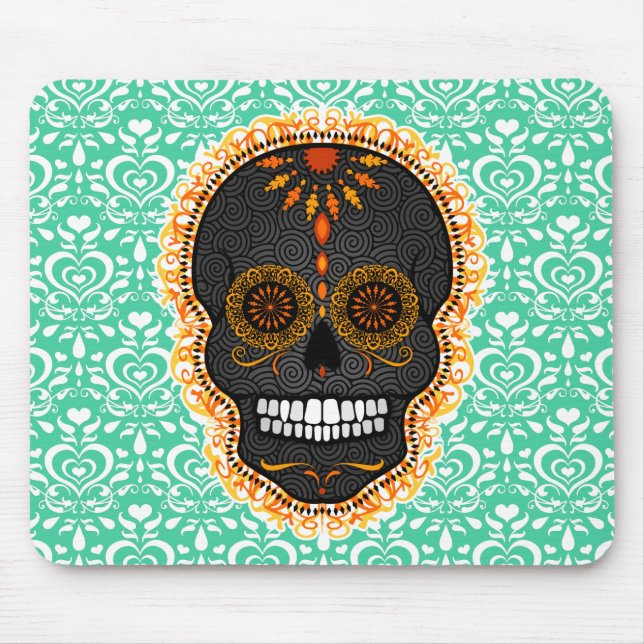 Feliz Muertos - crânio festivo Mousepad do açúcar (Frente)
