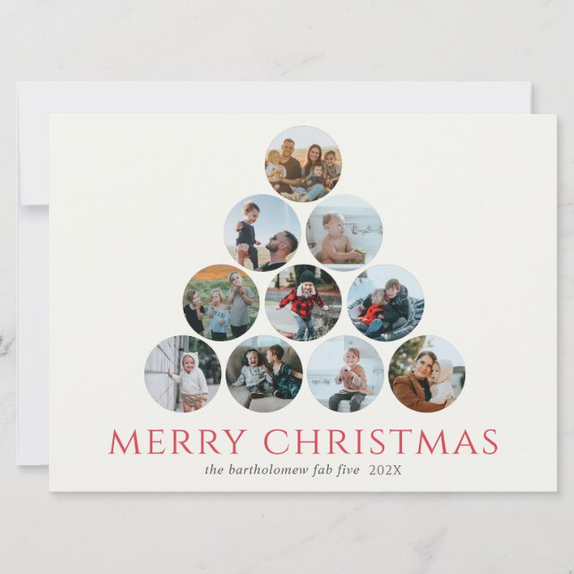 Feliz Natal 10 Árvore de Fotos Vermelho Verde (Frente)