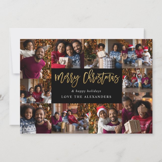 Feliz Natal 10 Foto Múltipla - Dourado Preto (Frente)