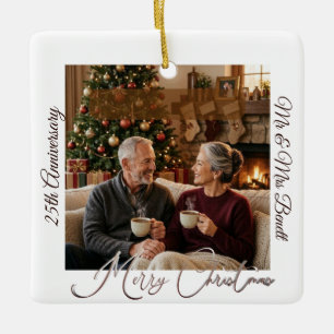 Feliz Natal 25º Aniversário de Casamento Enfeite 3