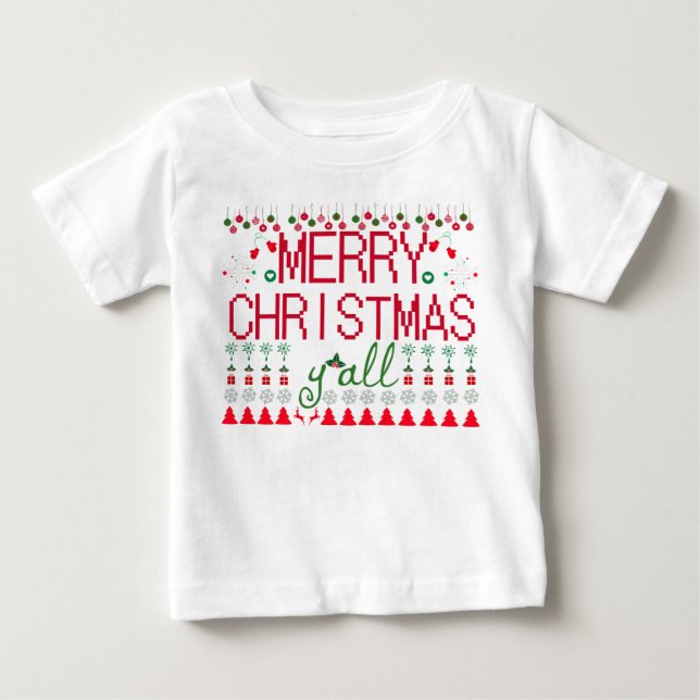 "Feliz Natal a Todos" Baby Tee de Suéter Feio (Frente)