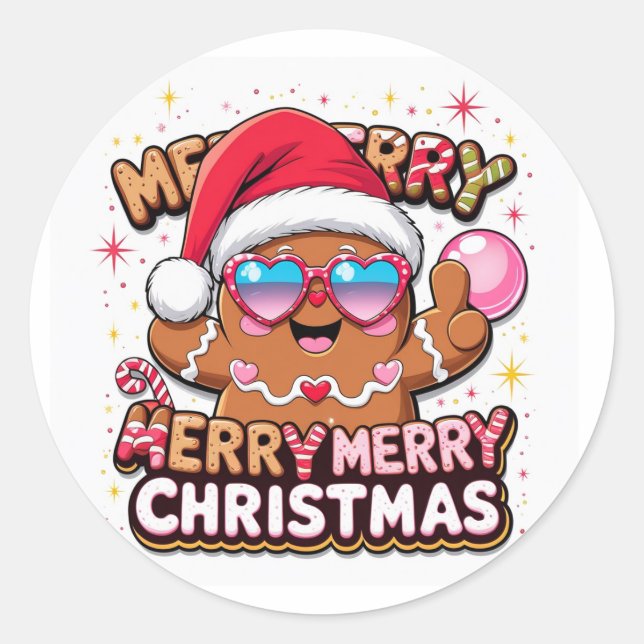 Feliz Natal Adesivo de Biscoito de Natal – Férias  (Frente)