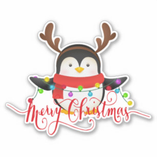 Feliz Natal adesivo de pinguim