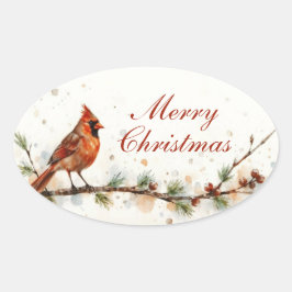 Feliz Natal Adesivo Oval do Cardeal