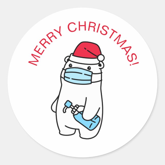 FELIZ NATAL Adesivo Redondo Clássico COVID19 (Frente)