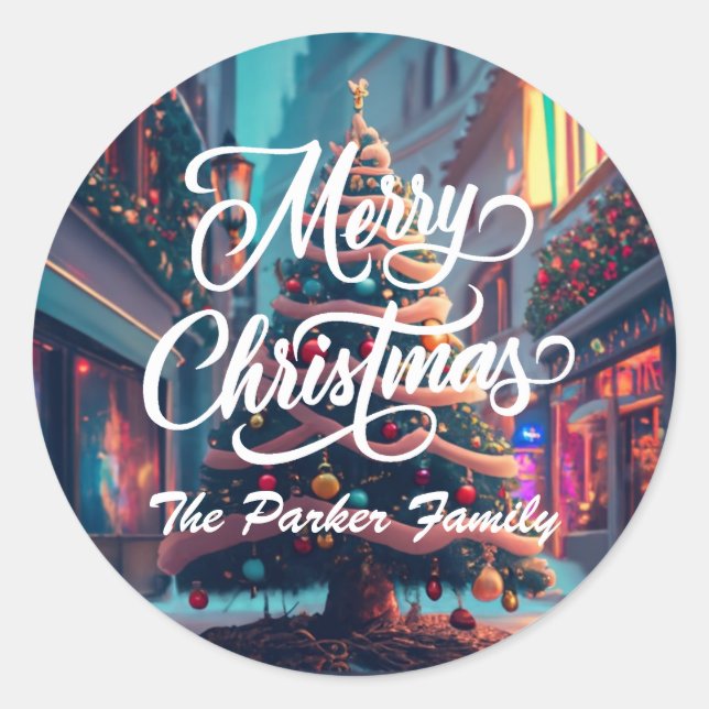 Feliz Natal - Adesivos redondos personalizados (Frente)