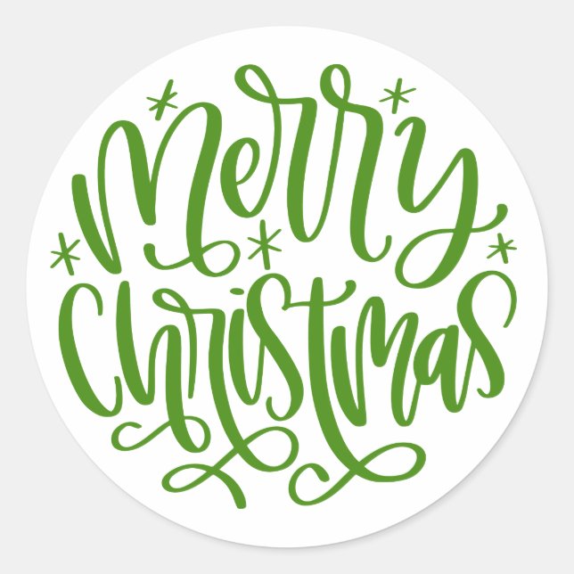 Feliz Natal Adesivos Rótulo Verde Redondo (Frente)