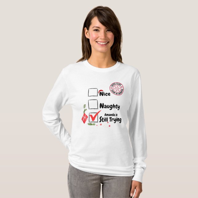 Feliz Natal Ainda Tentando Camiseta (Frente Completa)