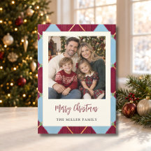 Feliz Natal Argyle Um Foto Cartão de Família
