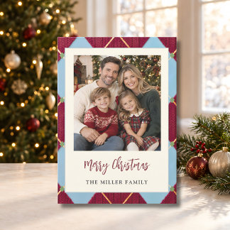 Feliz Natal Argyle Um Foto Cartão de Família