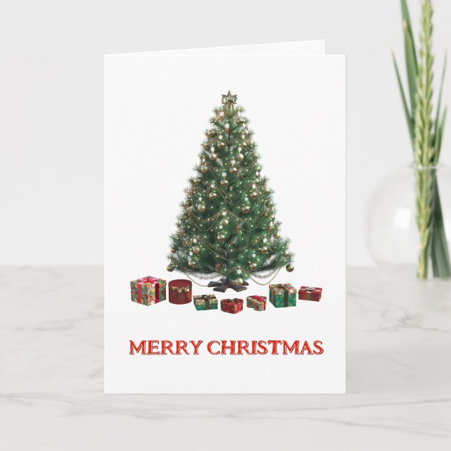 Feliz Natal. Árvore (design 1) Cartão Dobrado (Frente)