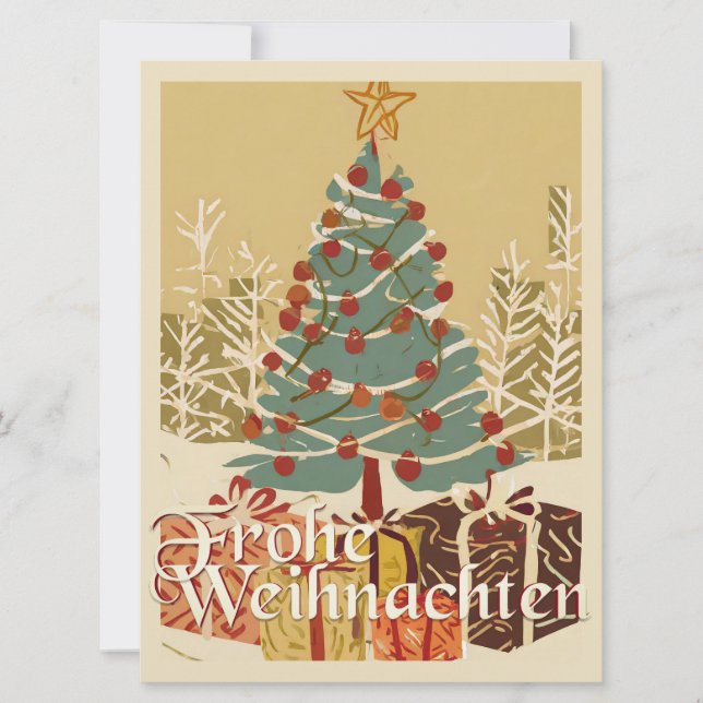 Feliz Natal Árvore Presentes Estilo Retro (Frente)