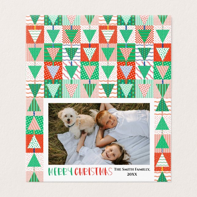 Feliz Natal Árvores de Natal Modernas em Patchwork (Exterior Desdobrado)