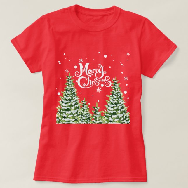 Feliz Natal Árvores de Neve Camisa de Natal (Frente do Design)
