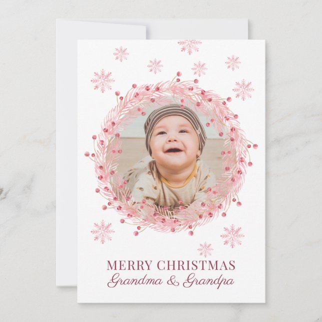 Feliz Natal Avó Avô Foto de Bebê  (Frente)