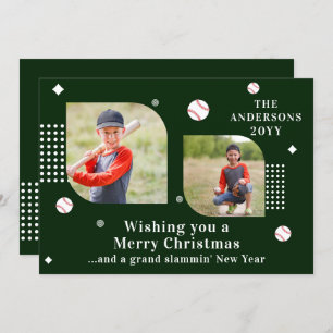 Feliz Natal Baseball Sport 2 Photo Family Name