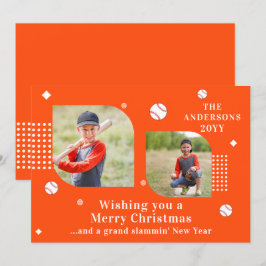 Feliz Natal Baseball Sport 2 Photo Family Name