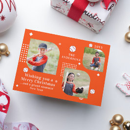 Feliz Natal Baseball Sport 3 Photo Family Name