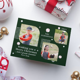 Feliz Natal Baseball Sport 3 Photo Family Name