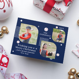 Feliz Natal Baseball Sport 3 Photo Family Name