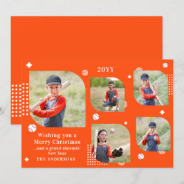 Feliz Natal Baseball Sport 5 Photo Family Name