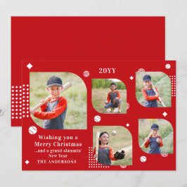 Feliz Natal Baseball Sport 5 Photo Family Name