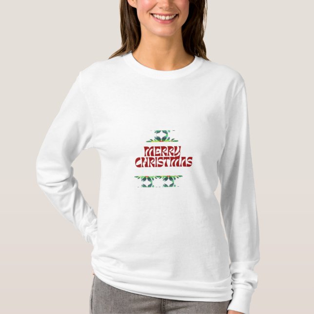 Feliz Natal Básico, Camiseta de Longa Folha, Camis (Frente)