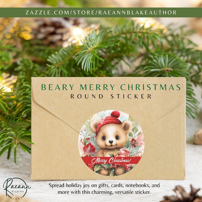 Feliz Natal Beary Adesivo (Criador carregado)