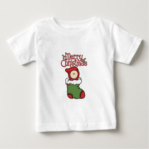 Feliz Natal - bebê no t-shirt da meia