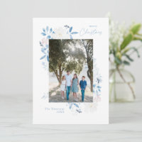 Feliz Natal Blue Watercolor Frame Light