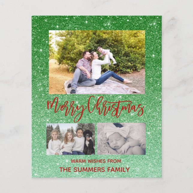 Feliz Natal Brilho Lantejoulas Orçamento de Foto (Frente)