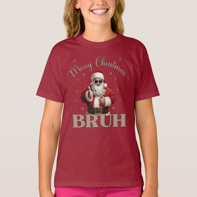 Feliz Natal BRUH design T-Shirt Engraçado (Frente)