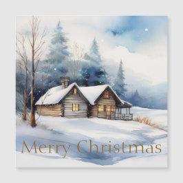 Feliz Natal Cabine na paisagem nevada