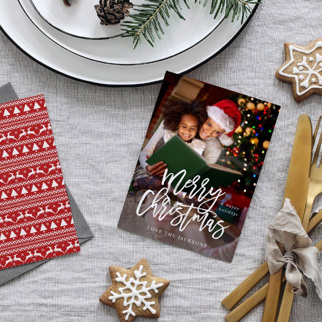 Feliz Natal Caligrafia Foto Vertical (Criador carregado)