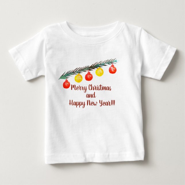 Feliz Natal, Camisa de Bebê de Ano Novo (Frente)