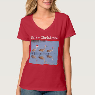 Feliz Natal - camiseta do pássaro das mulheres -