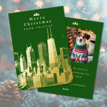 Feliz Natal Cartão com fotos Verde de Chicago