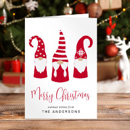Feliz Natal - Cartão de Férias dos Gnomos Vermelho
