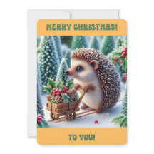 FELIZ NATAL Cartão de Férias Plano comouriço Fofo