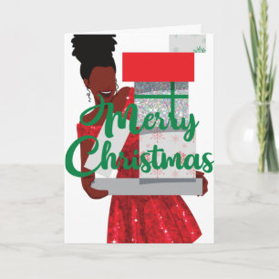 Feliz Natal Cartão de Mulher Negra-Africana Americ