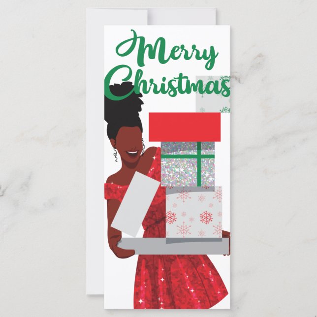 Feliz Natal Cartão de Mulher Negra-Africana Americ (Frente)
