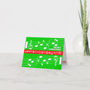 Feliz Natal Cartão Música Nota de Música Verde