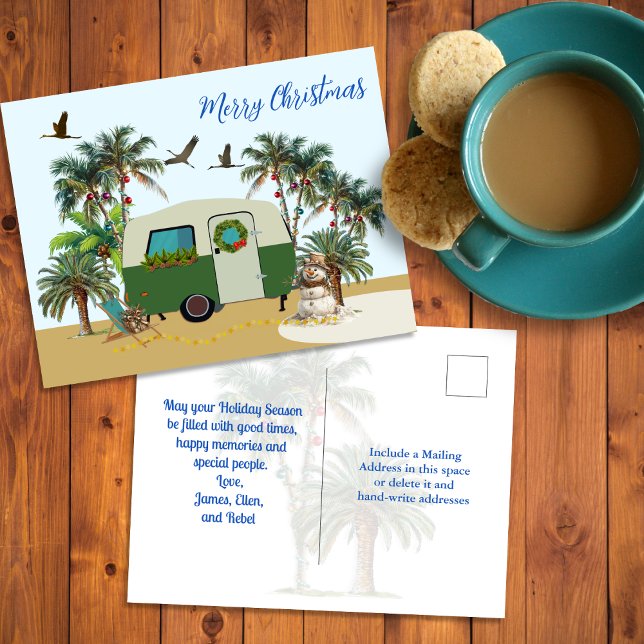 Feliz Natal Cartão Postal de Acampamento Tropical (Criador carregado)